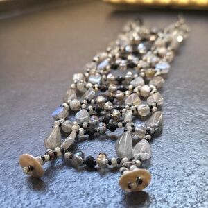 Labradorite Ladder Seed Beads Bracelet